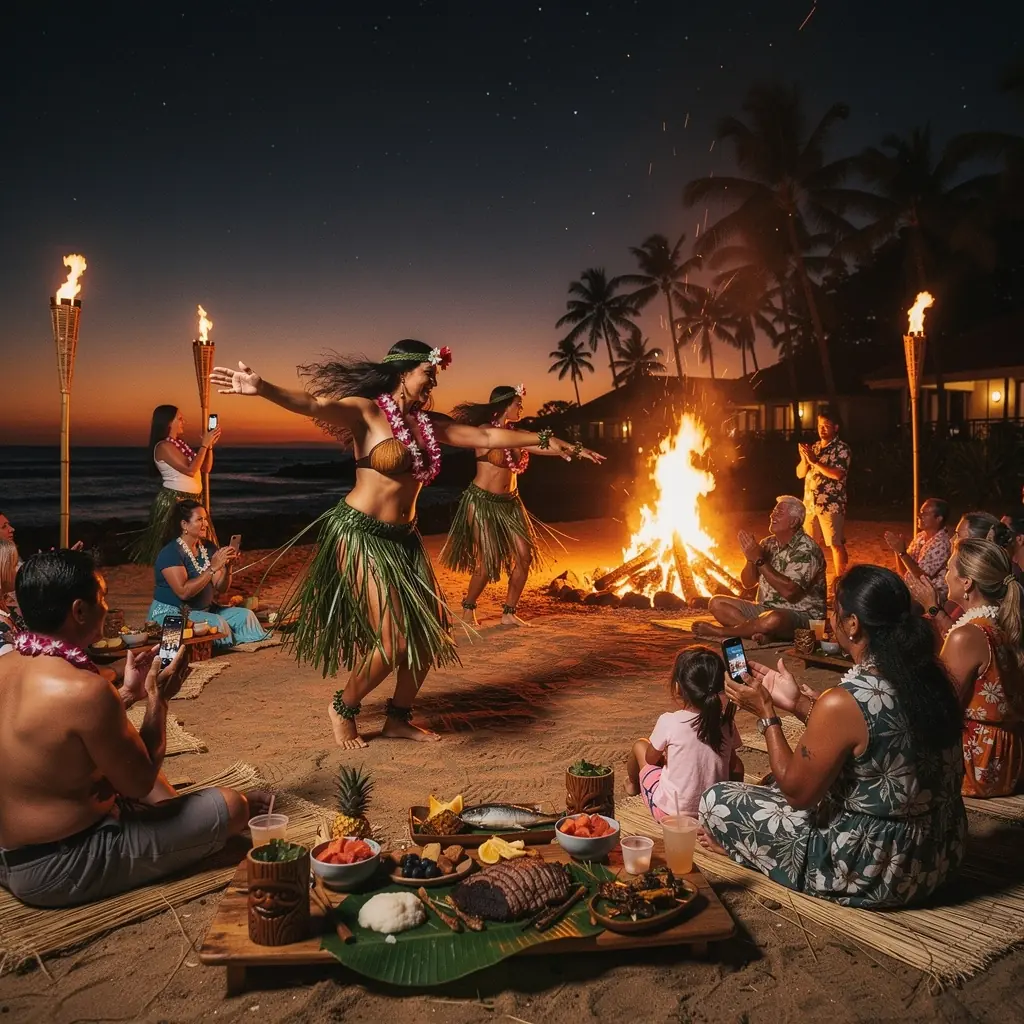 Яркие цветы и экзотические растения на фоне вулканического ландшафта.