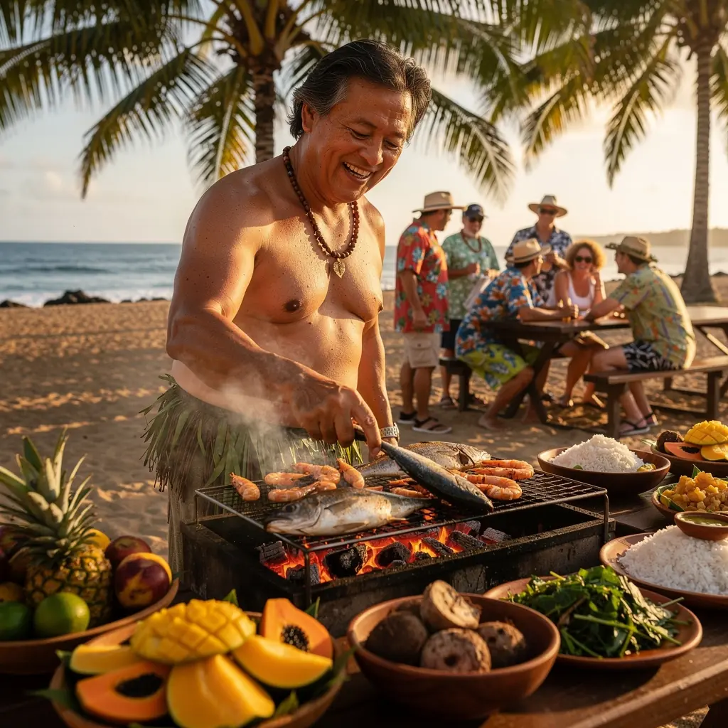 Экскурсовод рассказывает о вулканической активности на острове.