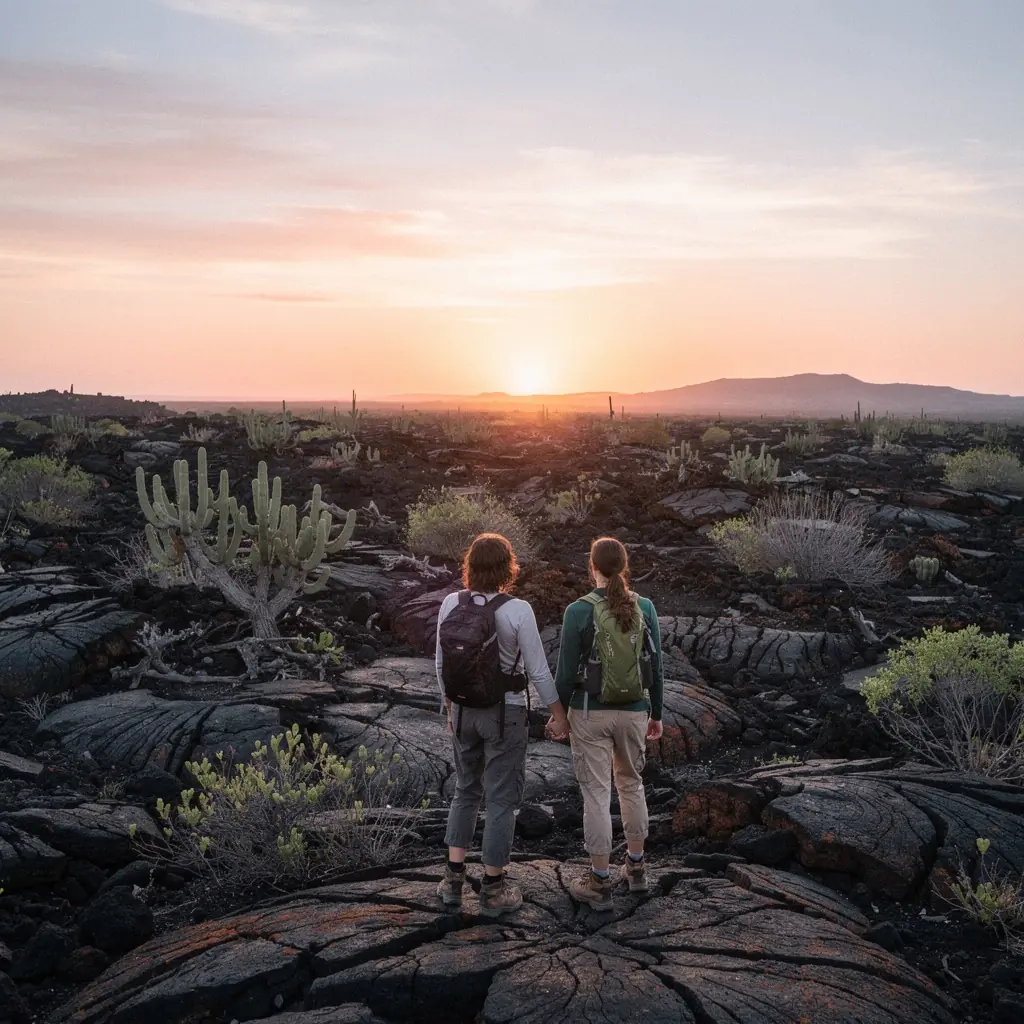Корабль, плавающий у берегов Гавайев, с горящим закатом на горизонте.