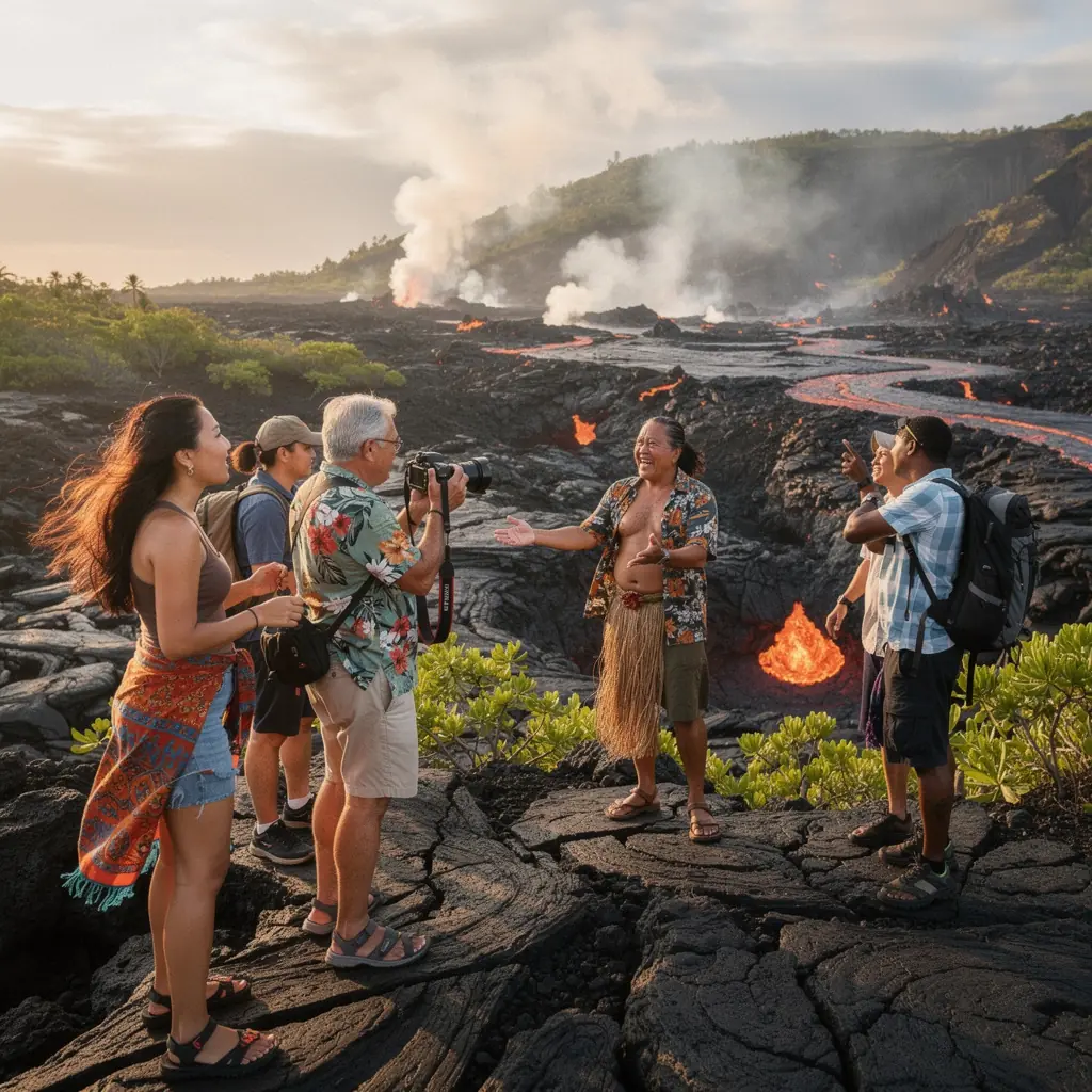 Культурное представление луау с традиционными танцами и музыкой.